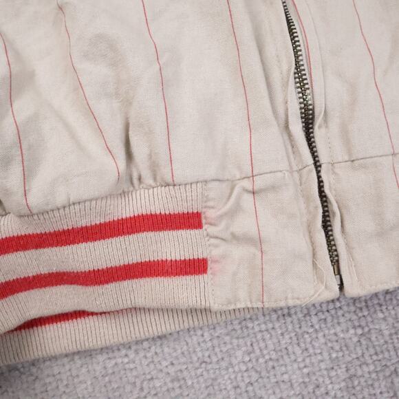 Vintage 90s Mirage Cuban Giants Baseball Large Beige Bomber Jacket - Picture 11 of 14